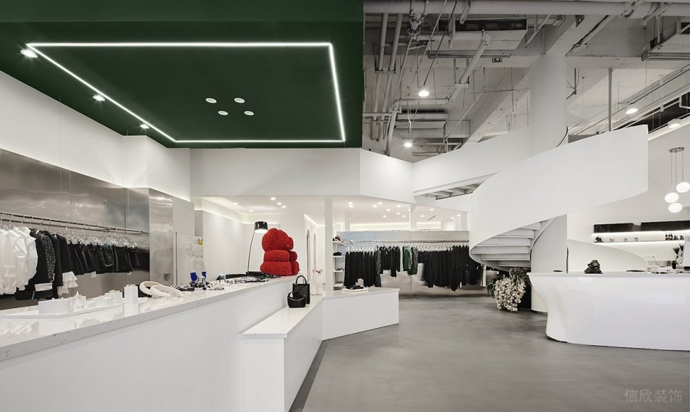 深圳市南山區(qū)南頭現(xiàn)代風(fēng)rain & Snow.hby買手店裝修設(shè)計(jì)白色柜臺(tái)