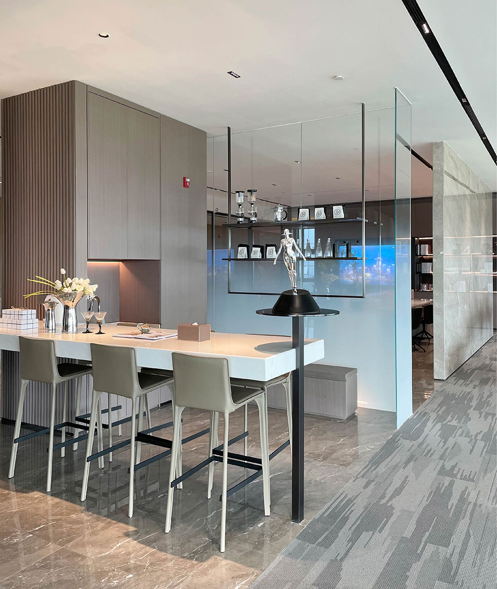 辦公室茶水區(qū)米色吧臺(tái)