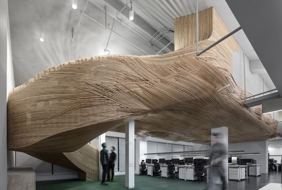 后現代工業風辦公室裝修案例竹編藝術樓梯 后現代工業風辦公室裝修案例竹編藝術樓梯