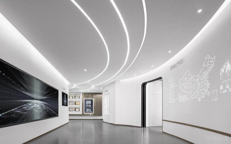 深圳龍華展滔科技大廈1600平方米現(xiàn)代科技風(fēng)辦公室裝修案例企業(yè)文化展示區(qū)