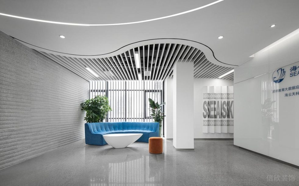 深圳龍華展滔科技大廈1600平方米現(xiàn)代科技風(fēng)辦公室裝修案例休息等候區(qū)
