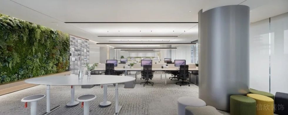 深圳南山康佳研發(fā)大廈1000平方米現(xiàn)代風格辦公室裝修案例辦公大廳效果圖