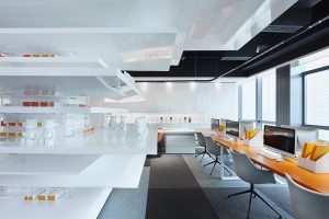 深圳福田萬科濱海云中心150平方米現(xiàn)代主義極簡風(fēng)辦公室裝修案例地面鋪設(shè)