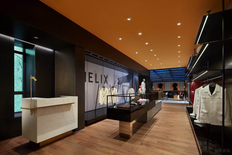 深圳市寶安區石巖smelix仕覓男裝高定店裝修設計-玻璃幾何藝術島臺 深圳市寶安區石巖smelix仕覓男裝高定店裝修設計-玻璃幾何藝術島臺