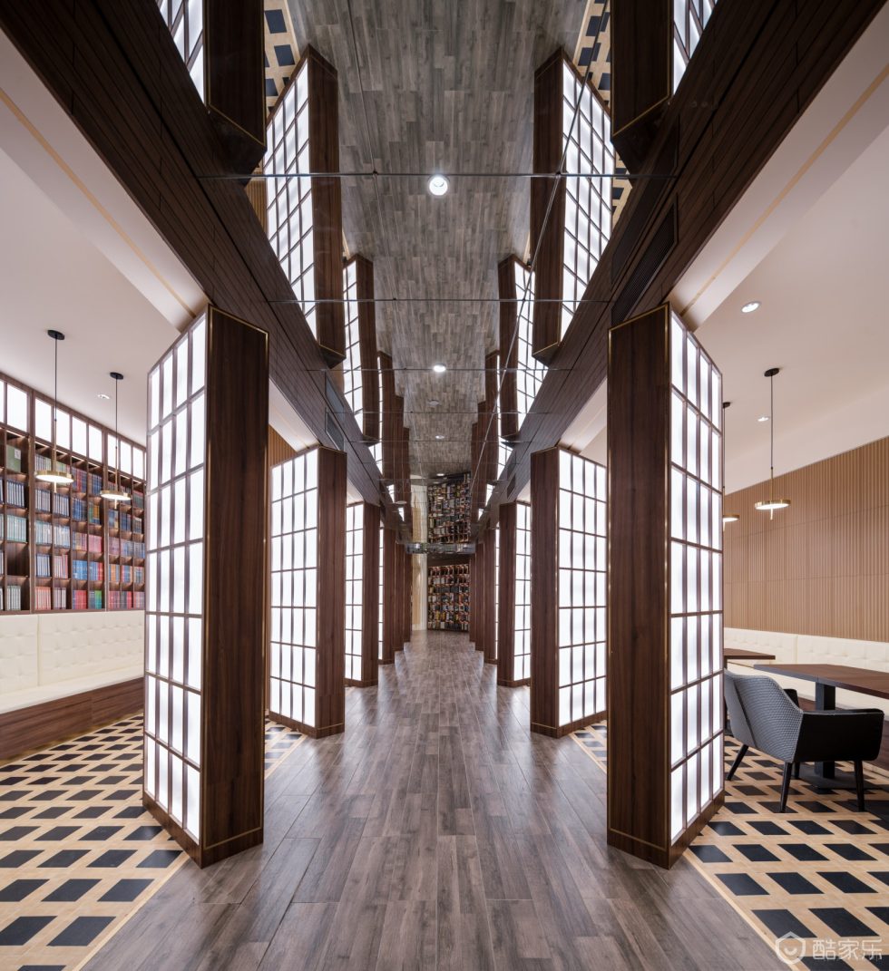 深圳市羅湖區寶安南新中式風書店裝修設計-仿古燈膜發光隔斷 深圳市羅湖區寶安南新中式風書店裝修設計-仿古燈膜發光隔斷