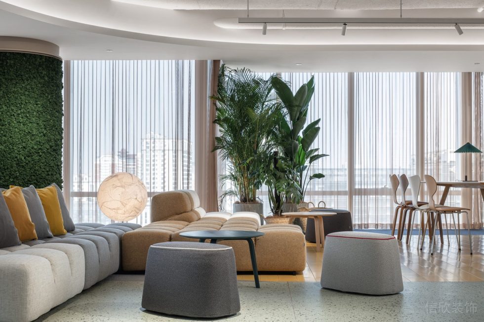 深圳市南山區(qū)北航大廈暖色調(diào)簡(jiǎn)約北歐風(fēng)辦公室裝修設(shè)計(jì)方案 接待大廳 (3)
