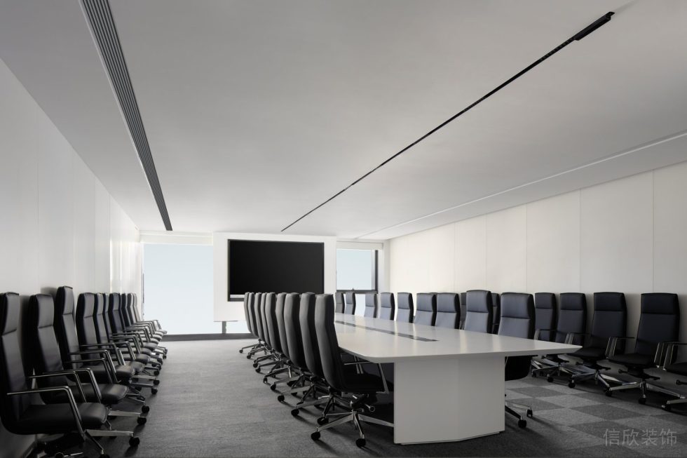 深圳市南山區(qū)華僑城大廈白色調(diào)極簡主義風(fēng)格辦公室裝修設(shè)計案例 會議室