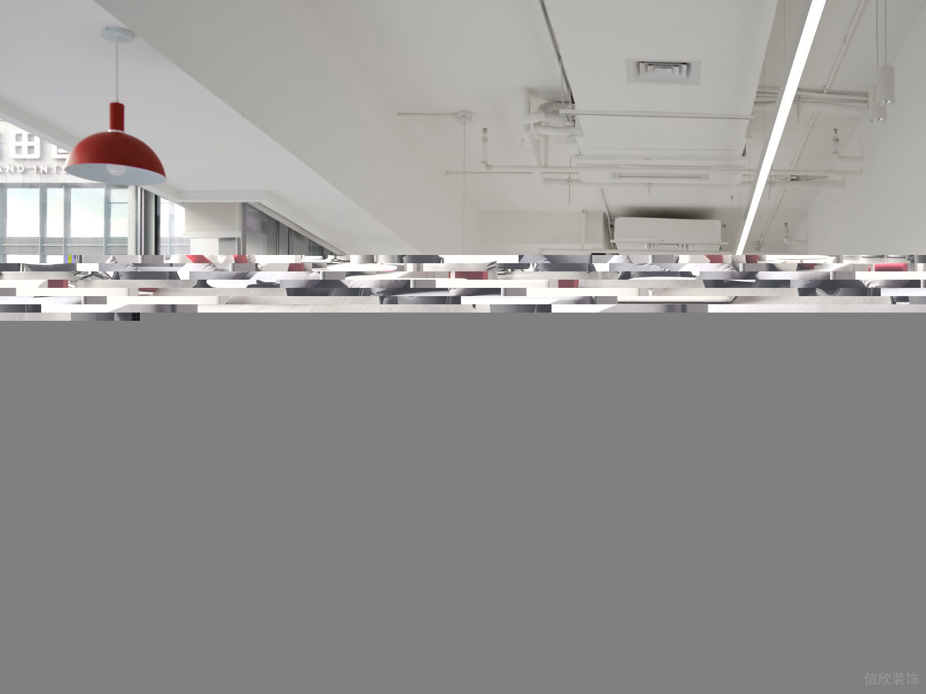 深圳市南山區(qū)華僑城大廈白色調(diào)極簡主義風(fēng)格辦公室裝修設(shè)計案例 沙發(fā)休息區(qū)