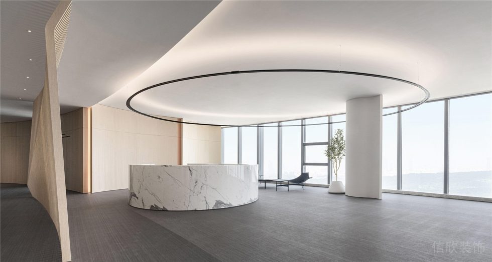 萬庭大廈時尚簡約風(fēng)辦公室裝修案例 前臺接待大廳