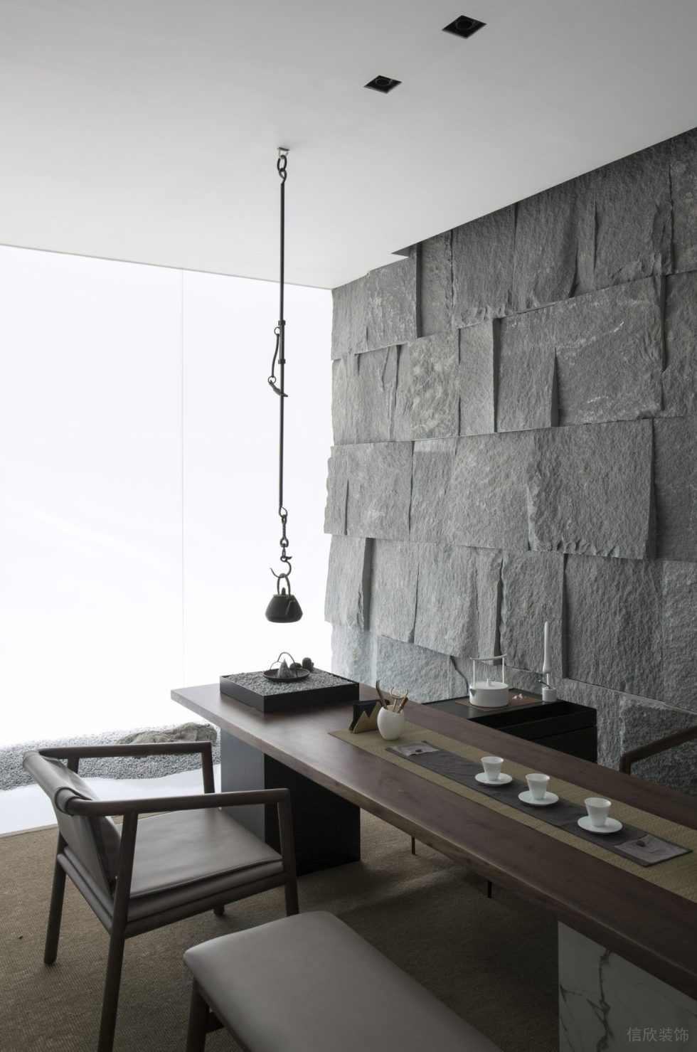 多元極簡風辦公室裝修設計深木色茶臺 多元極簡風辦公室裝修設計深木色茶臺