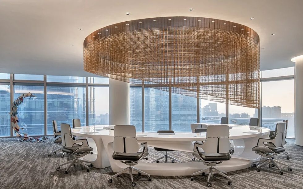 高級輕奢風(fēng)辦公室裝修方案 圓弧造型開放式工作區(qū)