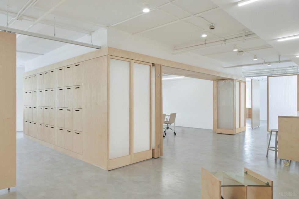 簡約原木風(fēng)辦公室裝修設(shè)計 公共儲物柜