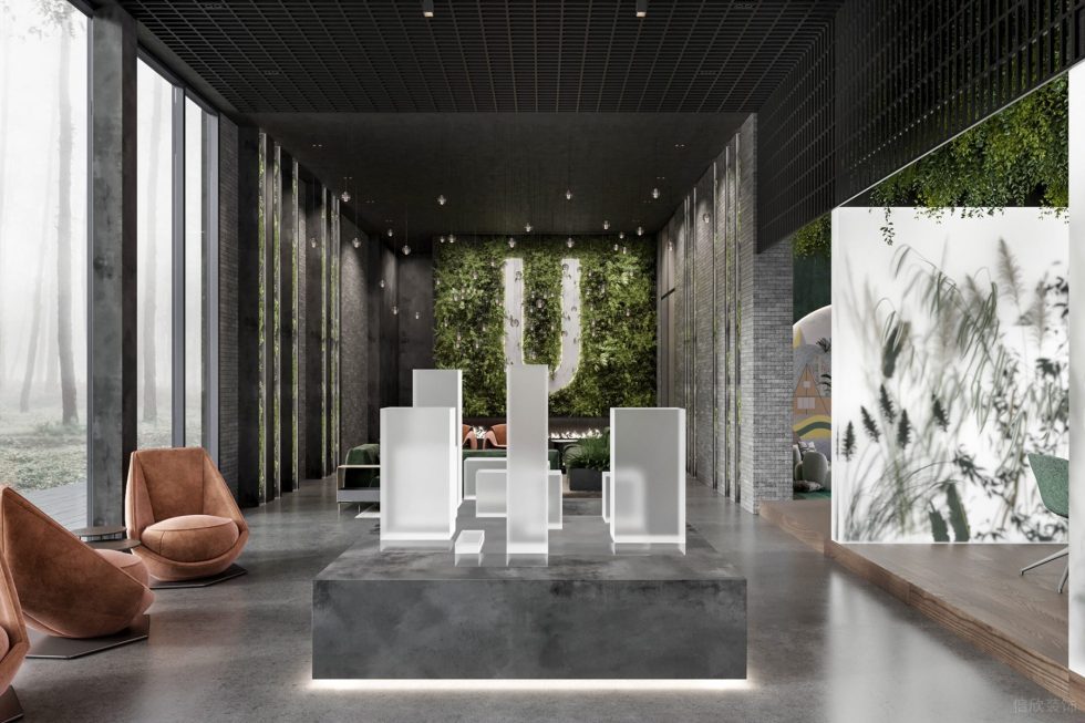 時尚清新風(fēng)辦公室裝修方案 空間整體概覽圖