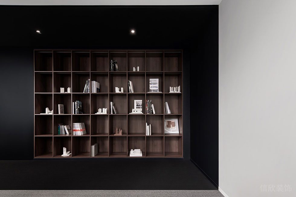 深圳福田區蓮花安聯大廈黑白簡約風格辦公室裝修案例 書架