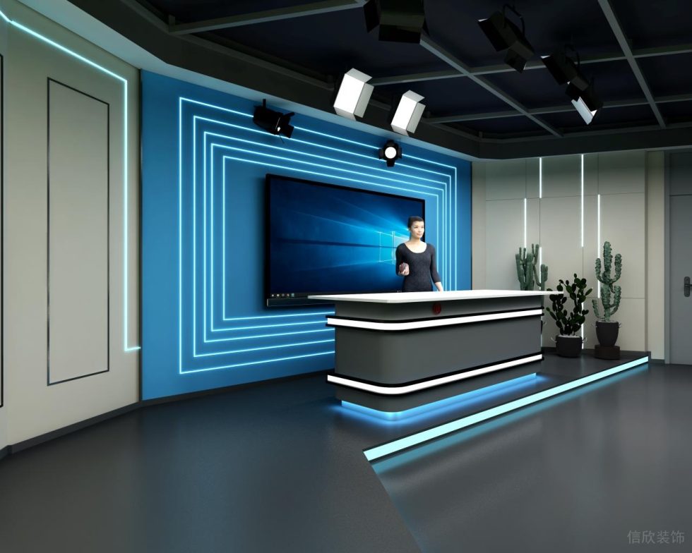 工商銀行現代風格直播間直播區演播臺 工商銀行現代風格直播間直播區演播臺