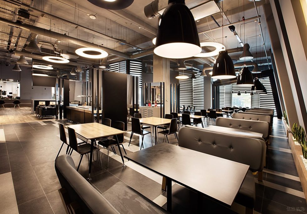 前衛現代風辦公室裝修設計暖灰色員工餐廳 前衛現代風辦公室裝修設計暖灰色員工餐廳