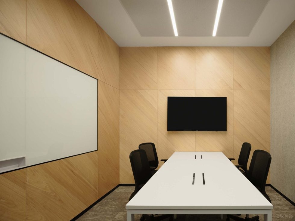 淡雅色簡約現(xiàn)代風(fēng)辦公室裝修設(shè)計(jì)淺木色洽談室