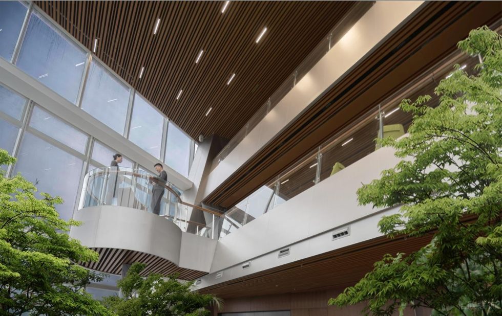 高級灰現代簡約風辦公室裝修設計銀色圓環形休閑平臺 高級灰現代簡約風辦公室裝修設計銀色圓環形休閑平臺