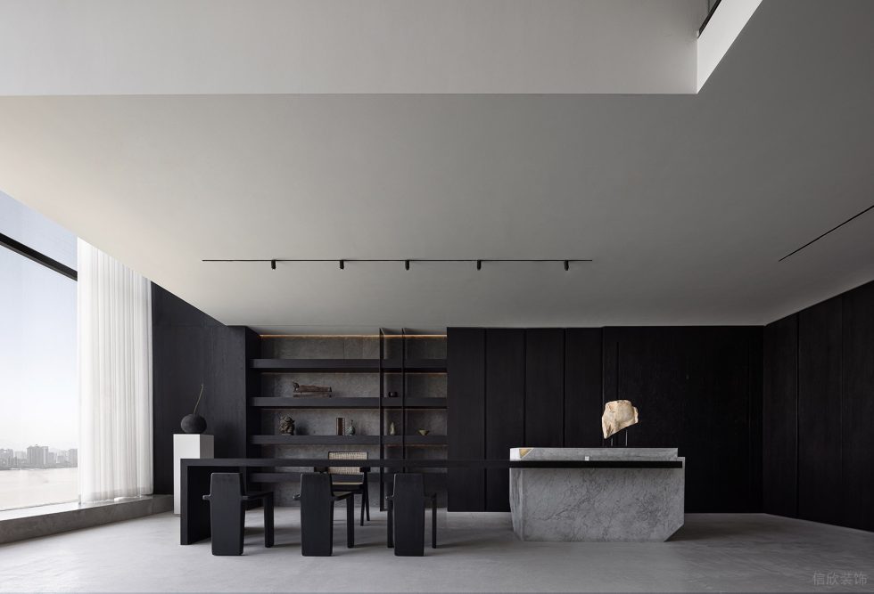 黑白灰抽象極簡(jiǎn)風(fēng)辦公室裝修設(shè)計(jì)黑灰色洽談中島臺(tái) 黑白灰抽象極簡(jiǎn)風(fēng)辦公室裝修設(shè)計(jì)黑灰色洽談中島臺(tái)