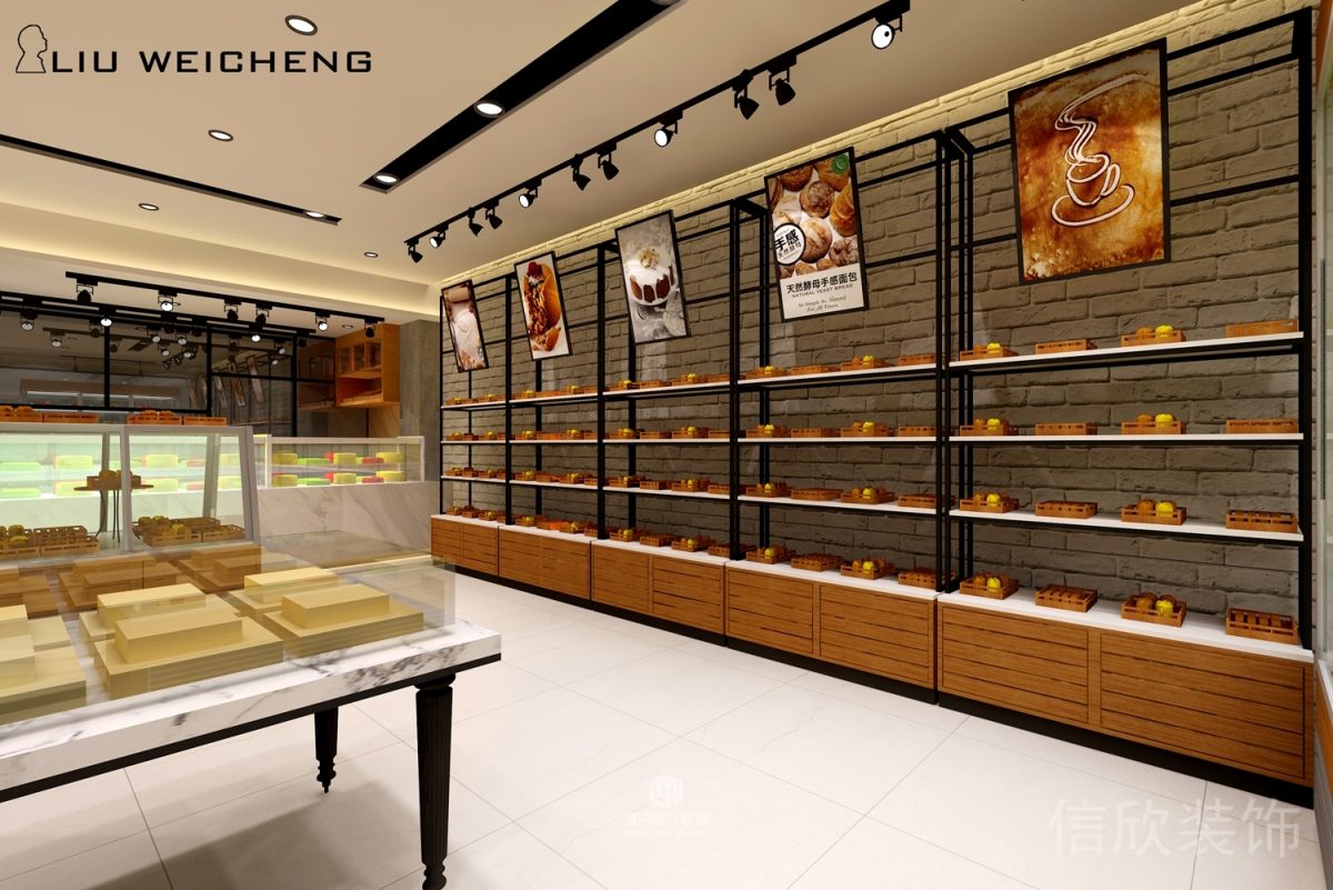 羅湖區(qū)黃貝嶺面包店墻面展示柜裝修設(shè)計(jì)