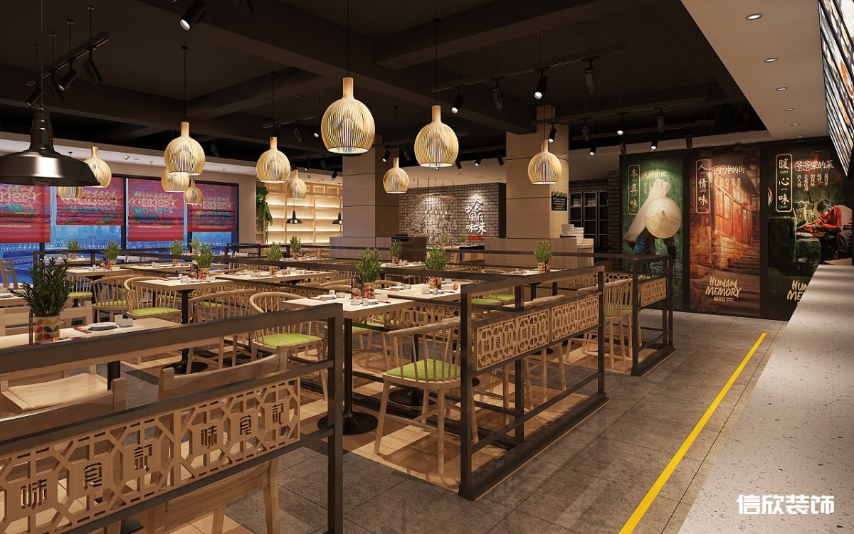 深圳寶安西鄉(xiāng)快餐店過道隔斷裝修設計