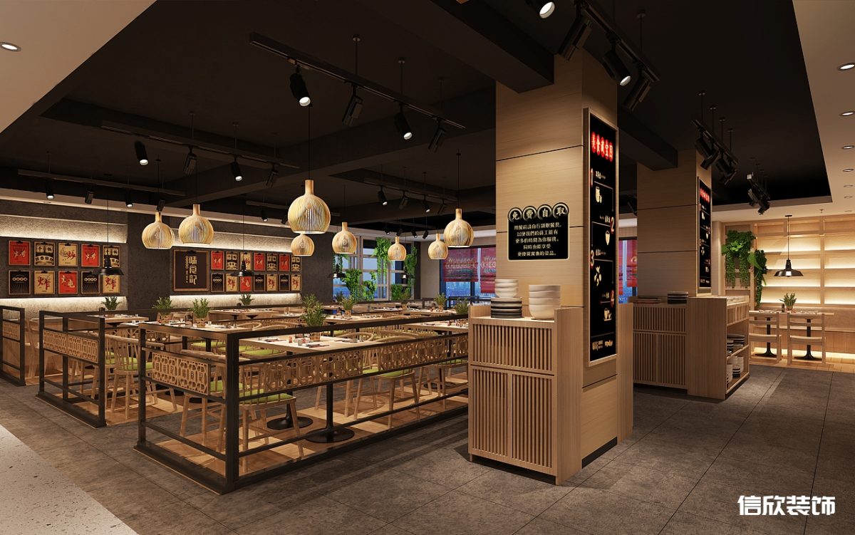 深圳寶安西鄉(xiāng)快餐店戶餐區(qū)隔斷裝修設計