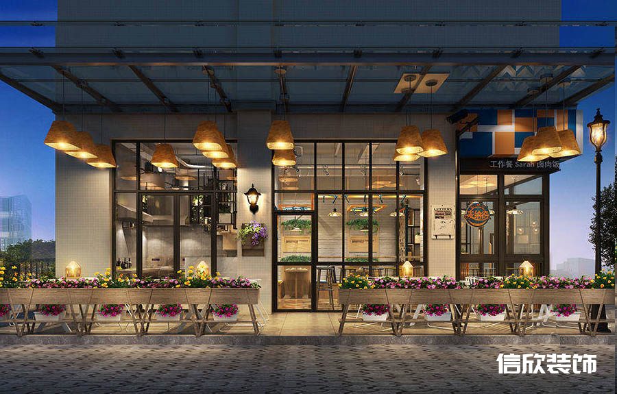 深圳寶安西鄉(xiāng)快餐店戶外裝修設計