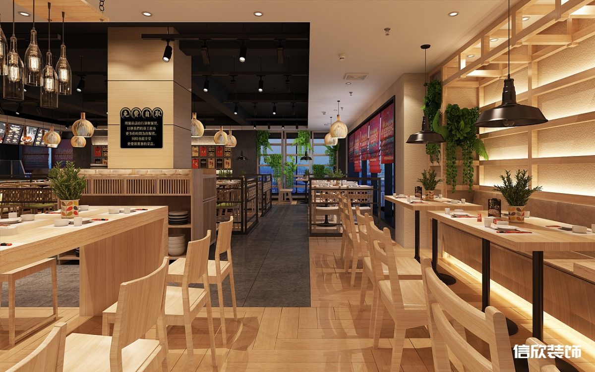 深圳寶安西鄉(xiāng)快餐店靠邊餐桌裝修設計