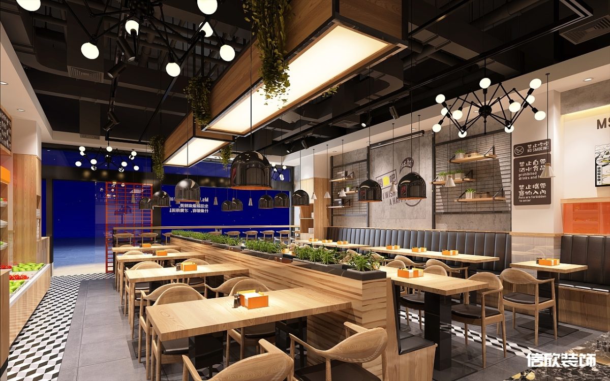 深圳寶安西鄉(xiāng)快餐店條形軟膜燈箱裝修設計