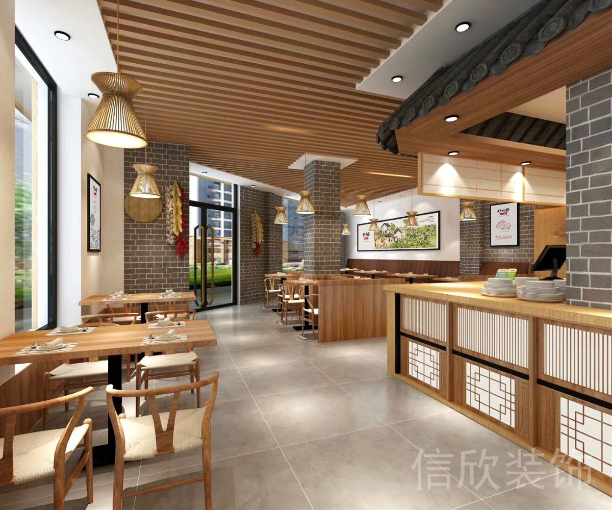 深圳福田梅林野尚膳快餐店點(diǎn)餐臺(tái)裝修設(shè)計(jì)