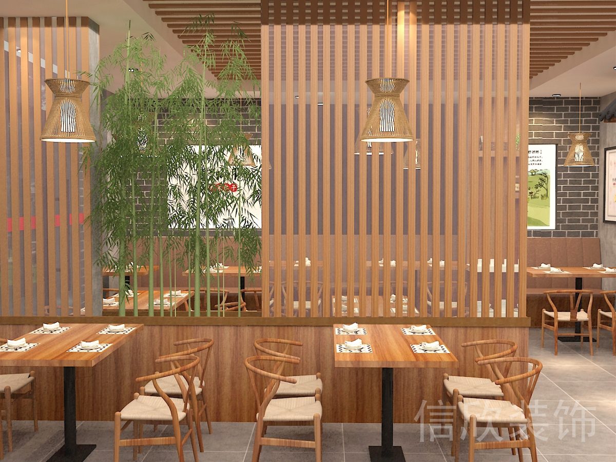 深圳福田梅林野尚膳快餐店屏風(fēng)隔斷裝修設(shè)計(jì)