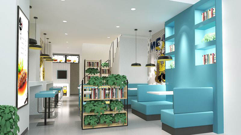 深圳龍華民治快餐店鐵藝綠植隔斷裝修設(shè)計(jì)