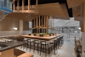 深圳羅湖區(qū)桂圓面館大方形餐臺裝修設計