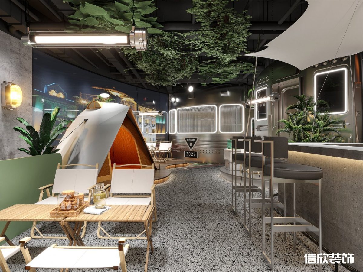 深圳鹽田沙頭角田園風棋牌室休息區(qū)木質(zhì)桌椅裝修設計