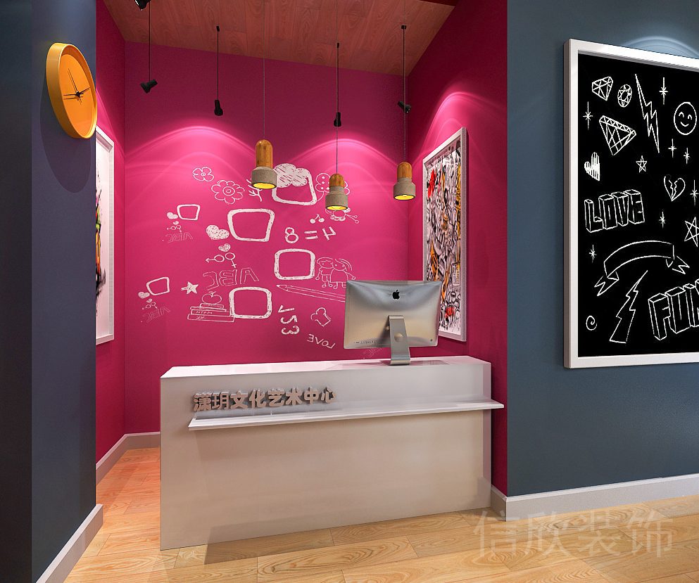 福田區(qū)本元大廈瀟玥文化藝術(shù)中心藝術(shù)涂鴉半開放前臺(tái)