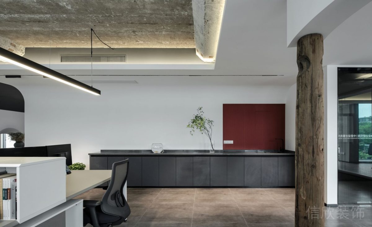 古典現(xiàn)代簡約風辦公空間黑色水吧臺設(shè)計