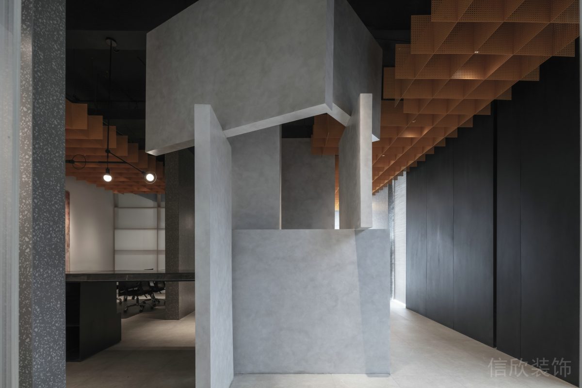 幾何不規(guī)則重疊石板材交界處走廊設(shè)計(jì)