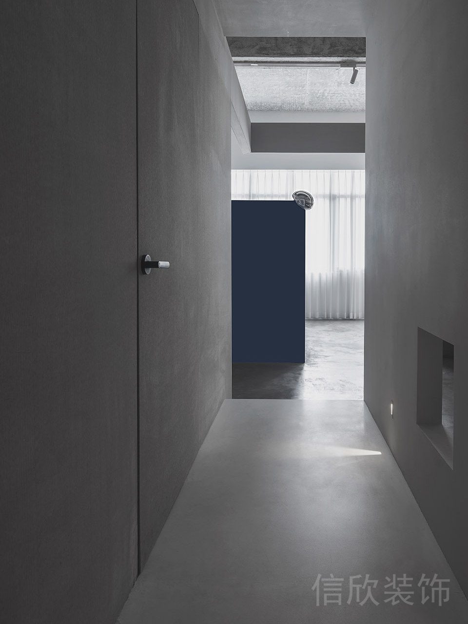 簡約北歐風(fēng)灰調(diào)辦公室過道設(shè)計