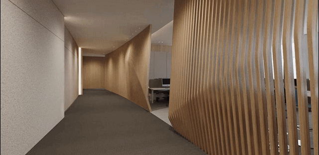 簡約中式落地式隔開木條辦公室設計