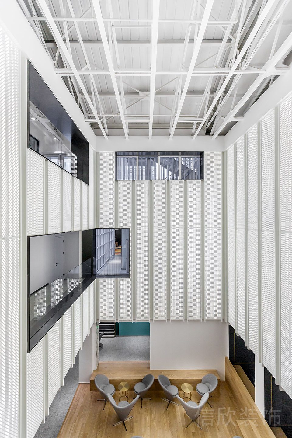 條紋工業(yè)風(fēng)簡約風(fēng)縱深休息區(qū)域裝修設(shè)計(jì)