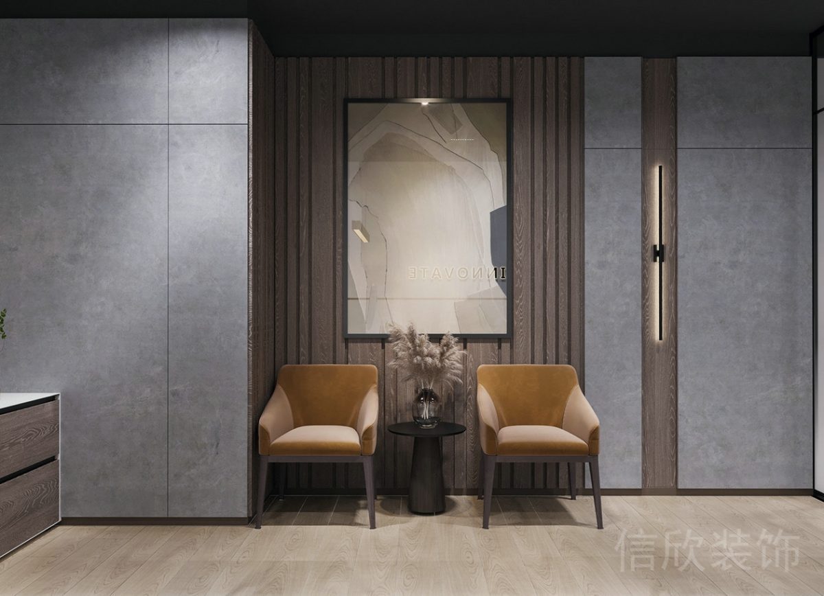 現(xiàn)代輕奢風(fēng)格辦公空間過道墻面裝修設(shè)計(jì)