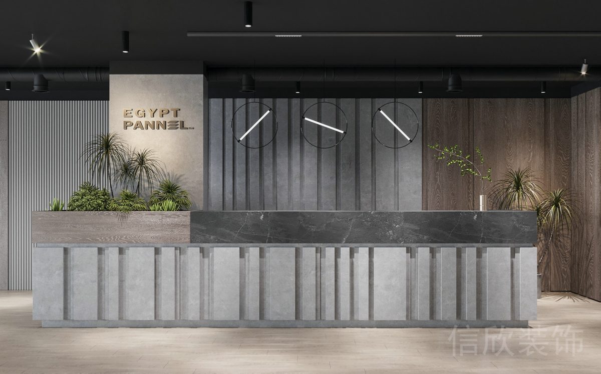 現(xiàn)代輕奢風(fēng)格辦公空間接待臺裝修設(shè)計(jì)