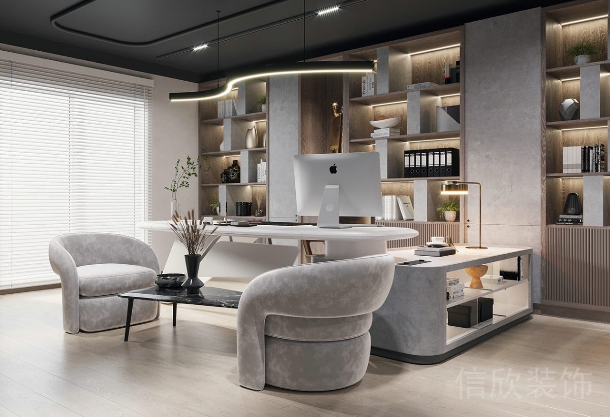 現(xiàn)代輕奢風(fēng)格辦公空間總經(jīng)理辦公室裝修設(shè)計