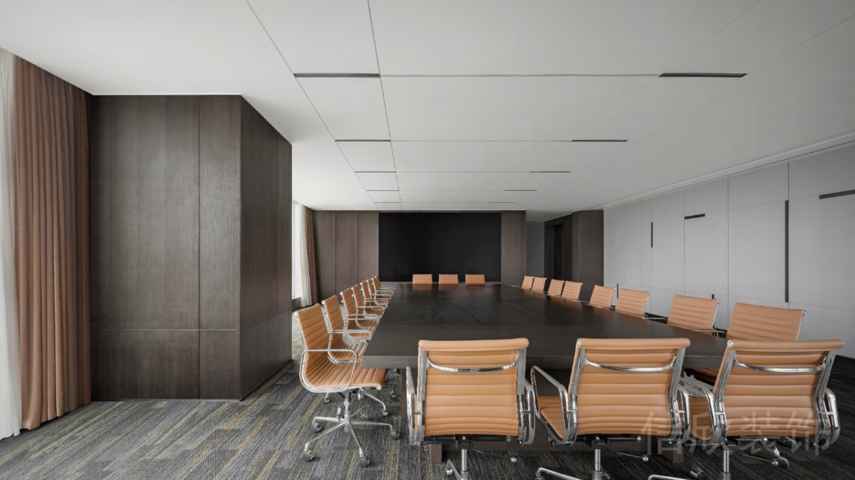 現(xiàn)代中式實木桌板會議室裝修設(shè)計