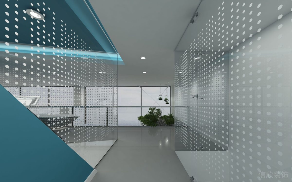 牙科機構(gòu)波點落地玻璃通體過道走廊設(shè)計