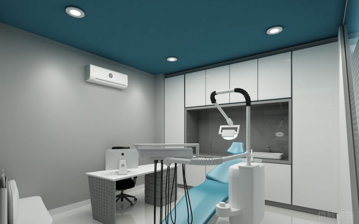牙醫(yī)就診簡約使用藍灰色撞色裝修設(shè)計