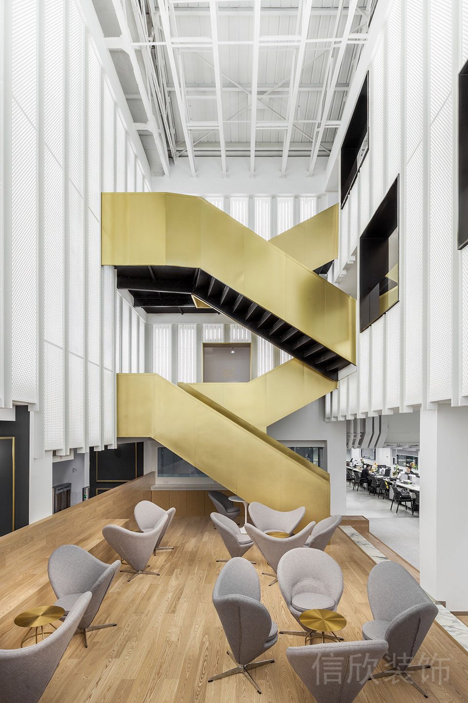 Z字形樓梯辦公室公共開放式休息區(qū)設(shè)計(jì)