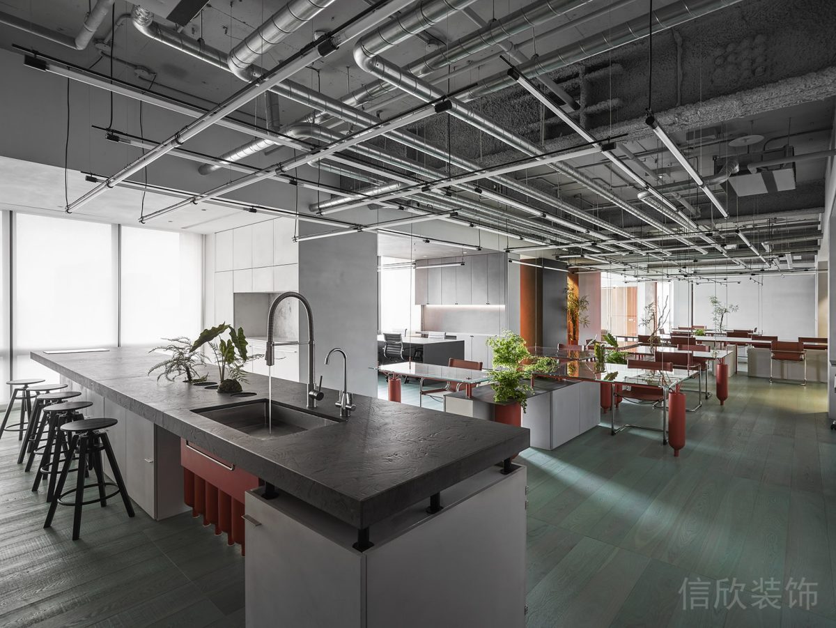 工業(yè)風辦公空間水吧臺裝修設(shè)計