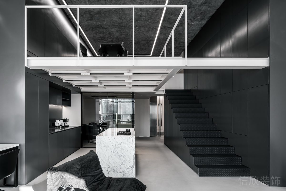 黑白極簡(jiǎn)風(fēng)辦公空間樓梯裝修設(shè)計(jì)