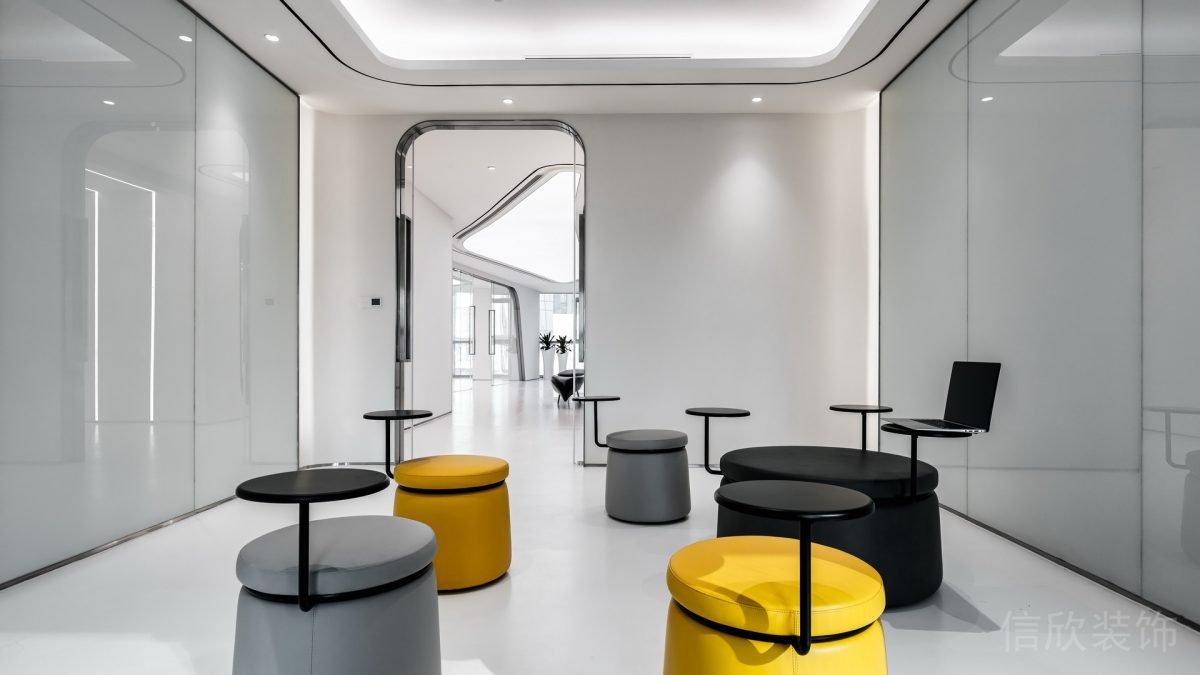 黑白極簡(jiǎn)風(fēng)辦公空間休閑區(qū)裝修設(shè)計(jì)